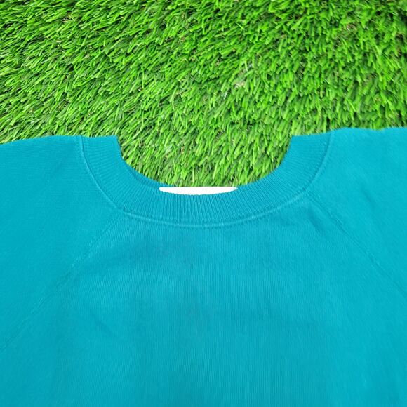 Vintage 90s Hanes Blank Sweatshirt Womens XL 25x21 Teal Blue - Picture 3 of 10